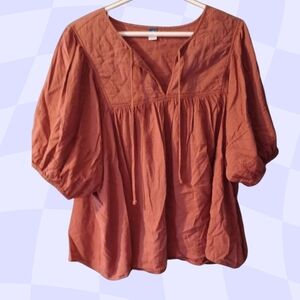 Smocked Puff Sleeve Blouse